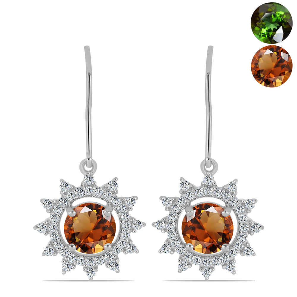 Pendientes de Plata con Zultanita de Anatolia certificado y cultivado en laboratorio y Topacio Blanco 1 