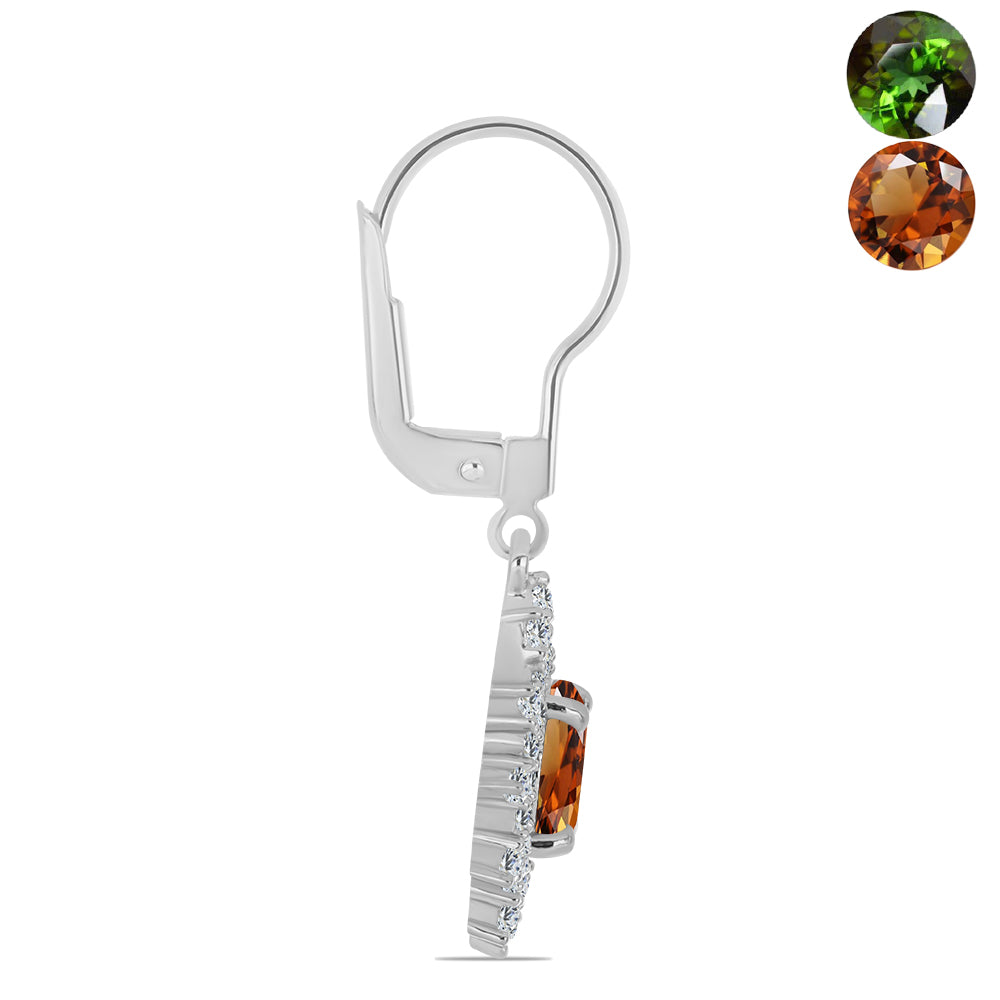Pendientes de Plata con Zultanita de Anatolia certificado y cultivado en laboratorio y Topacio Blanco 2 