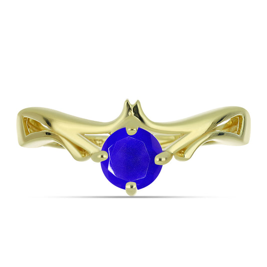 Anillo de Plata Bañada en Oro con Ágata azul