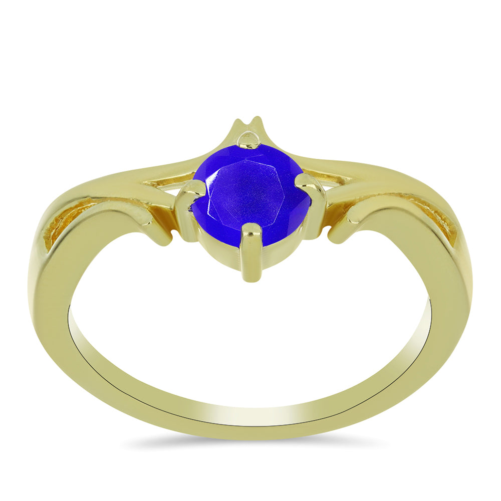 Anillo de Plata Bañada en Oro con Ágata azul 3 