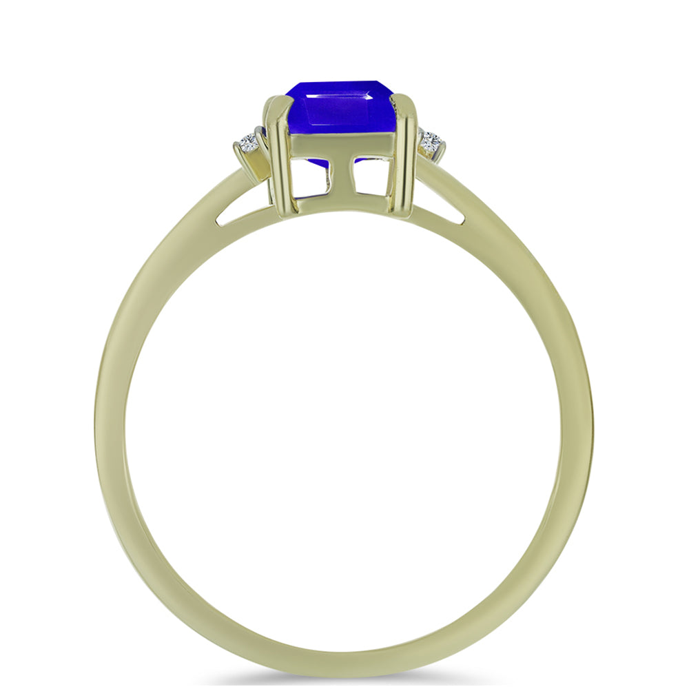 Anillo de Plata Bañada en Oro con Ágata azul y Topacio Blanco 2 