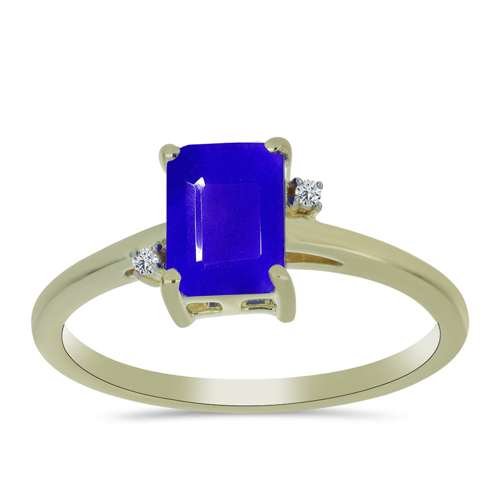 Anillo de Plata Bañada en Oro con Ágata azul y Topacio Blanco