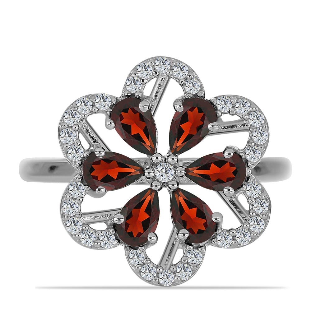 Anillo de Plata con Granate Barton y Topacio Blanco