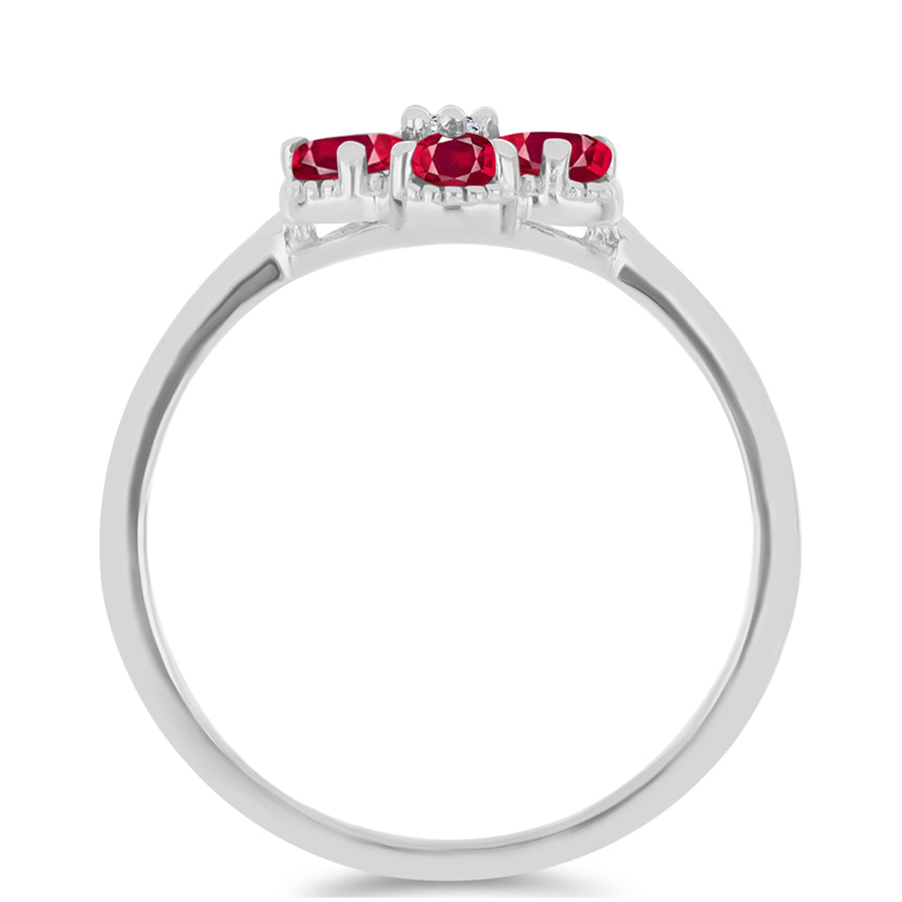 Anillo de Plata con Rubí de Madagascar y Topacio Blanco 2 