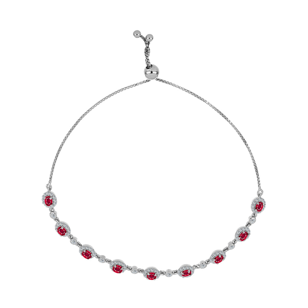 Pulsera de Plata con Rubí de Madagascar y Topacio Blanco 1 