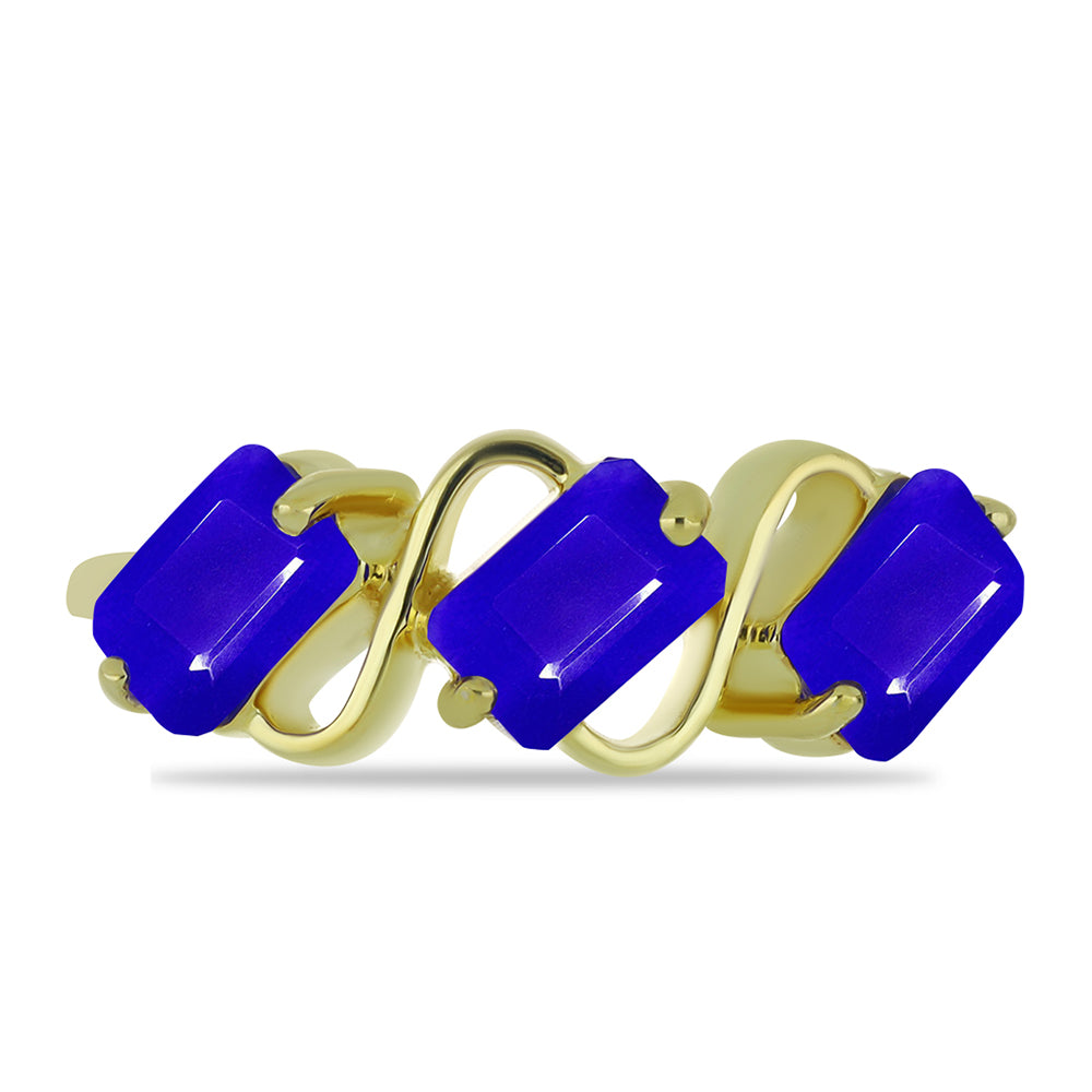 Anillo de Plata Bañada en Oro con Ágata azul 1 