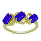 Anillo de Plata Bañada en Oro con Ágata azul