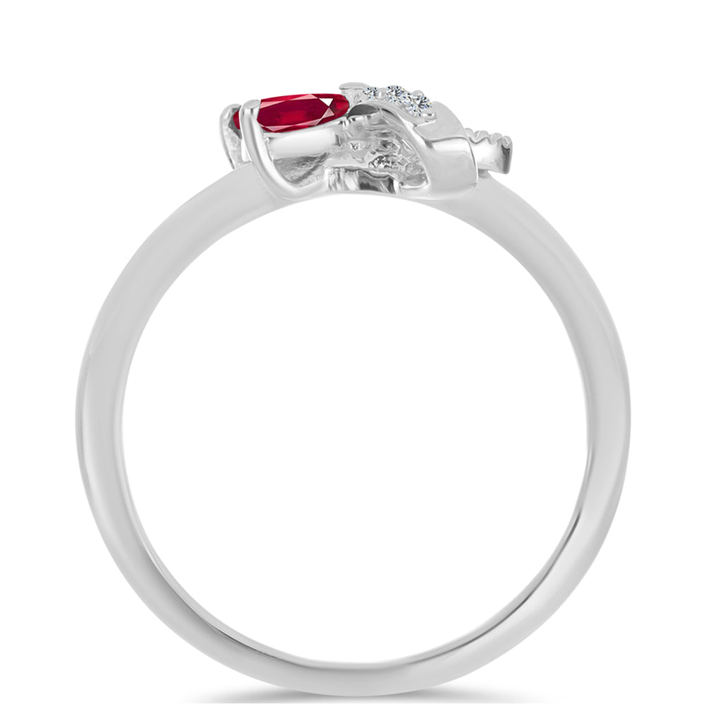 Anillo de Plata con Rubí de Madagascar y Topacio Blanco 2 