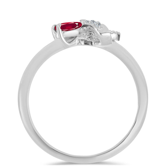 Anillo de Plata con Rubí de Madagascar y Topacio Blanco