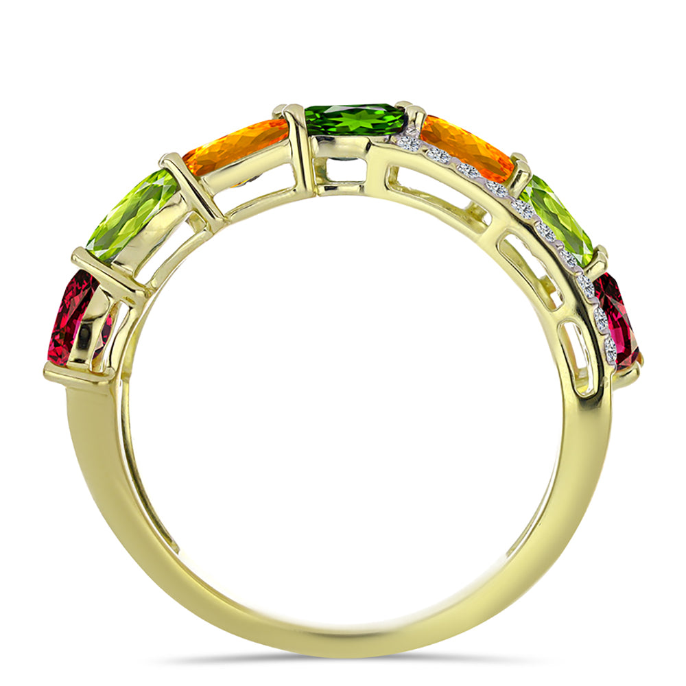Anillo de Plata Bañada en Oro con Chakra Turmalina y Topacio Blanco 2 