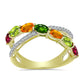 Anillo de Plata Bañada en Oro con Chakra Turmalina y Topacio Blanco