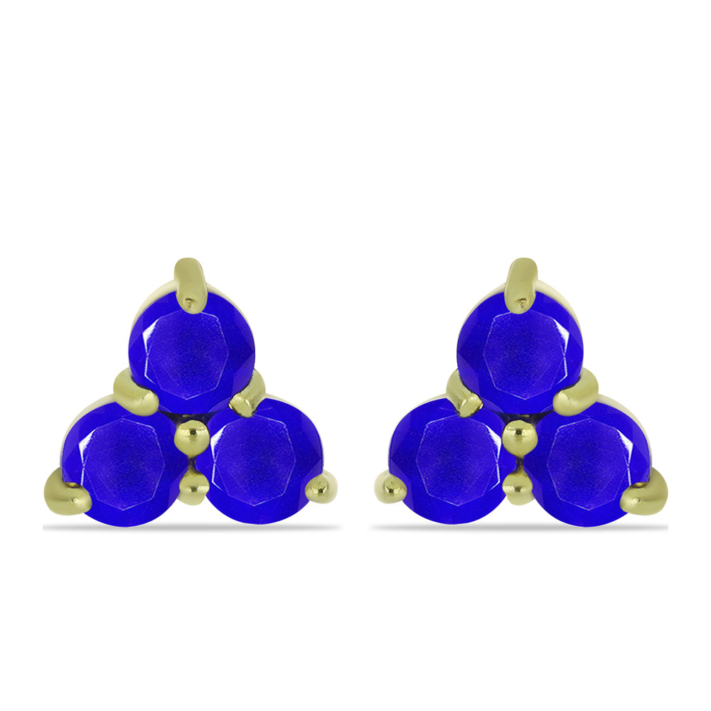 Pendientes de Plata Bañada en Oro con Ágata azul 1 