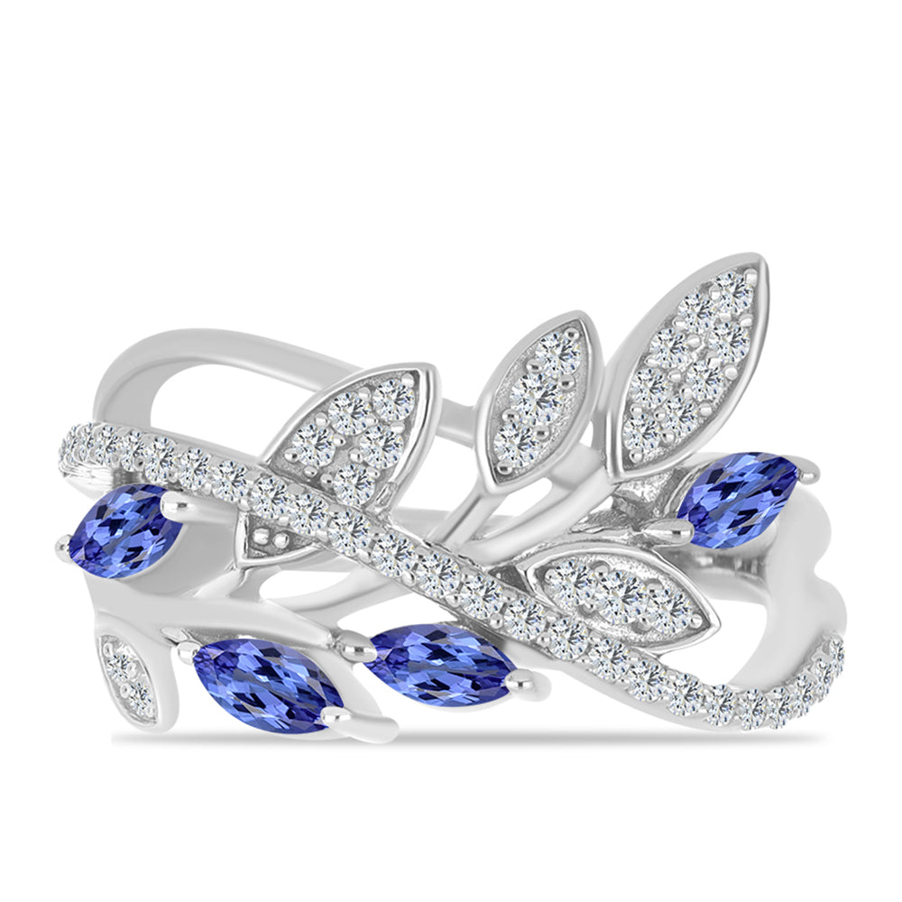 Anillo de Plata con Tanzanita y Topacio Blanco