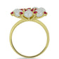 Anillo de Plata Bañada en Oro con Perla de Agua Dulce y Rubí de Madagascar