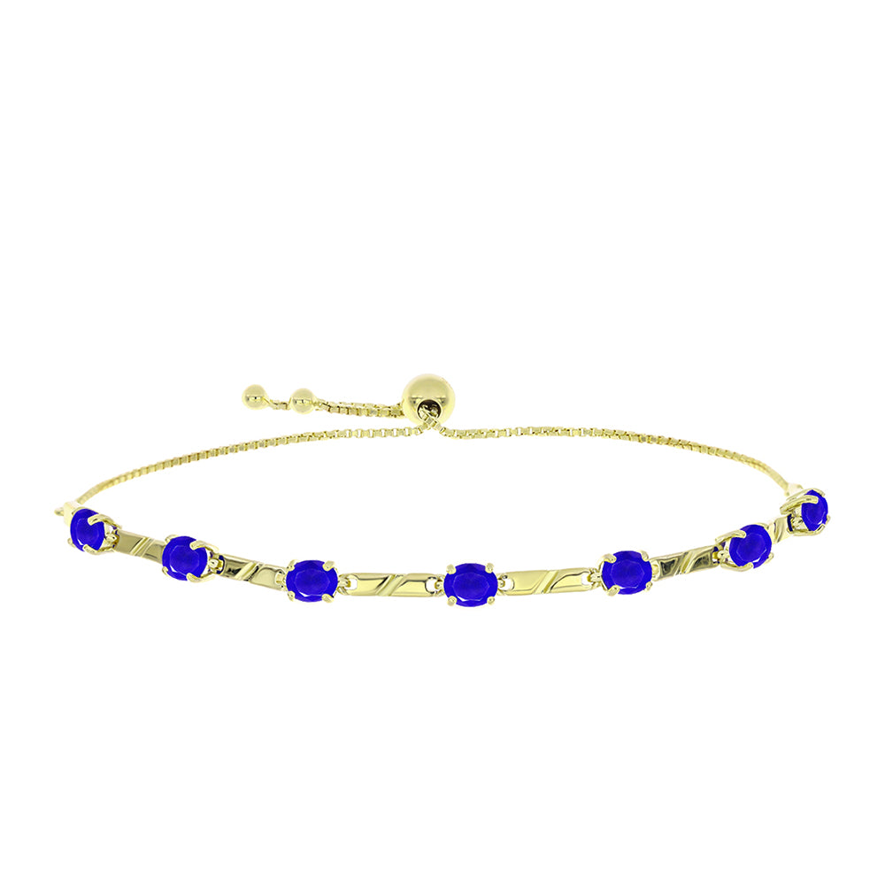 Pulsera de Plata Bañada en Oro con Ágata azul 1 