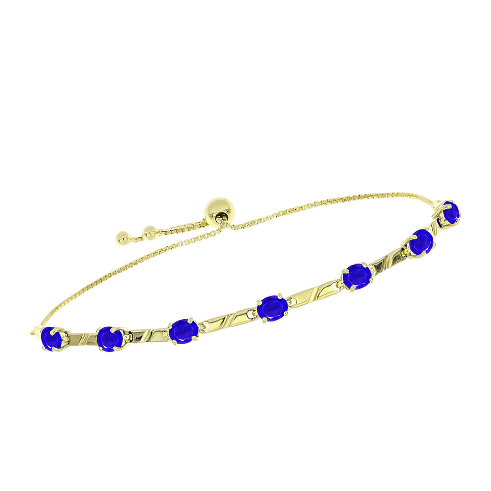 Pulsera de Plata Bañada en Oro con Ágata azul 2 