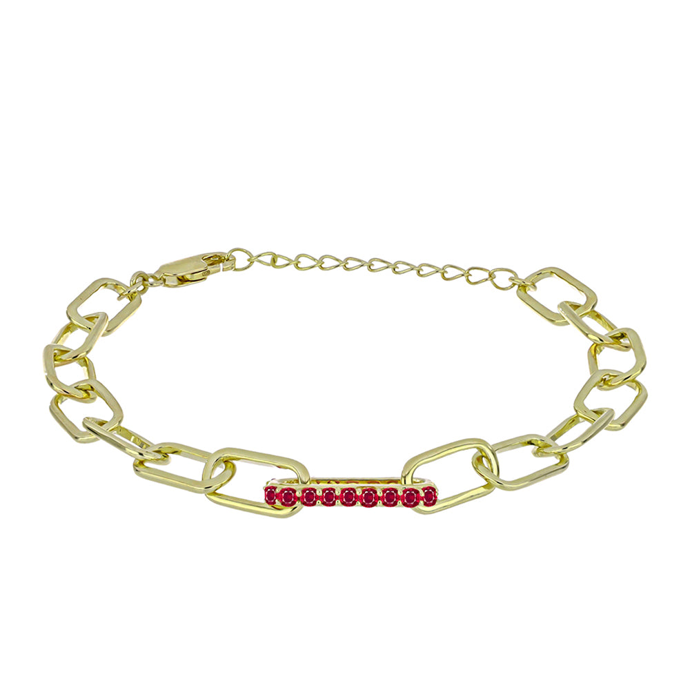 Pulsera de Plata Bañada en Oro con Rubí de Madagascar 1 