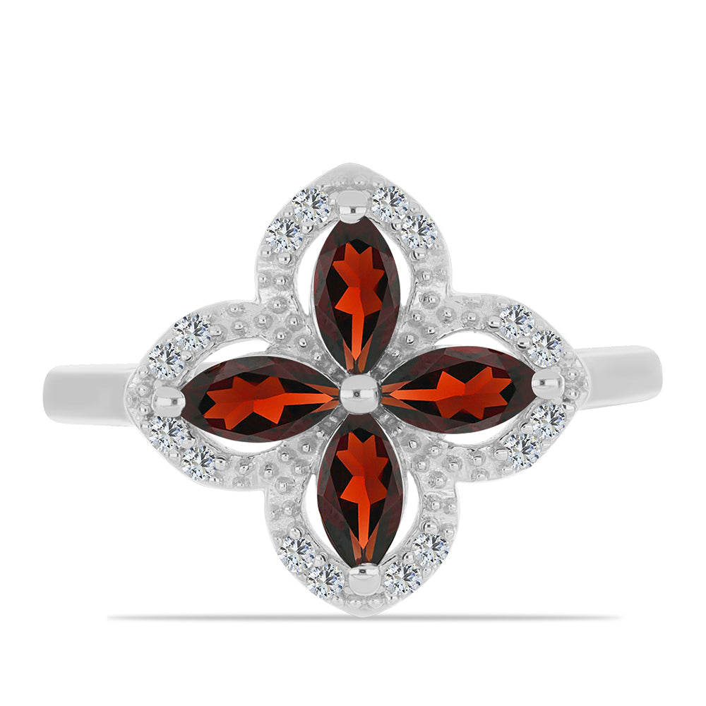 Anillo de Plata con Granate Barton y Topacio Blanco 1 