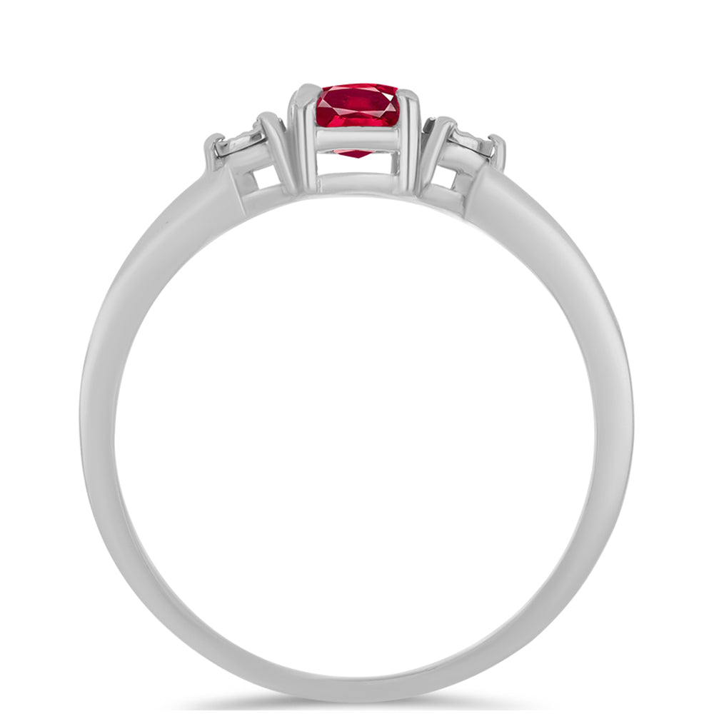 Anillo de Plata con Rubí de Madagascar y Topacio Blanco 2 