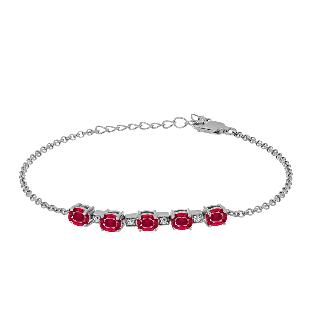 Pulsera de Plata con Rubí de Madagascar y Topacio Blanco 1 
