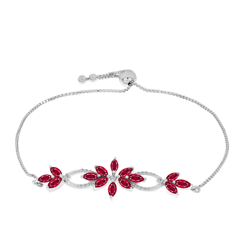 Pulsera de Plata con Rubí de Madagascar y Topacio Blanco 1 