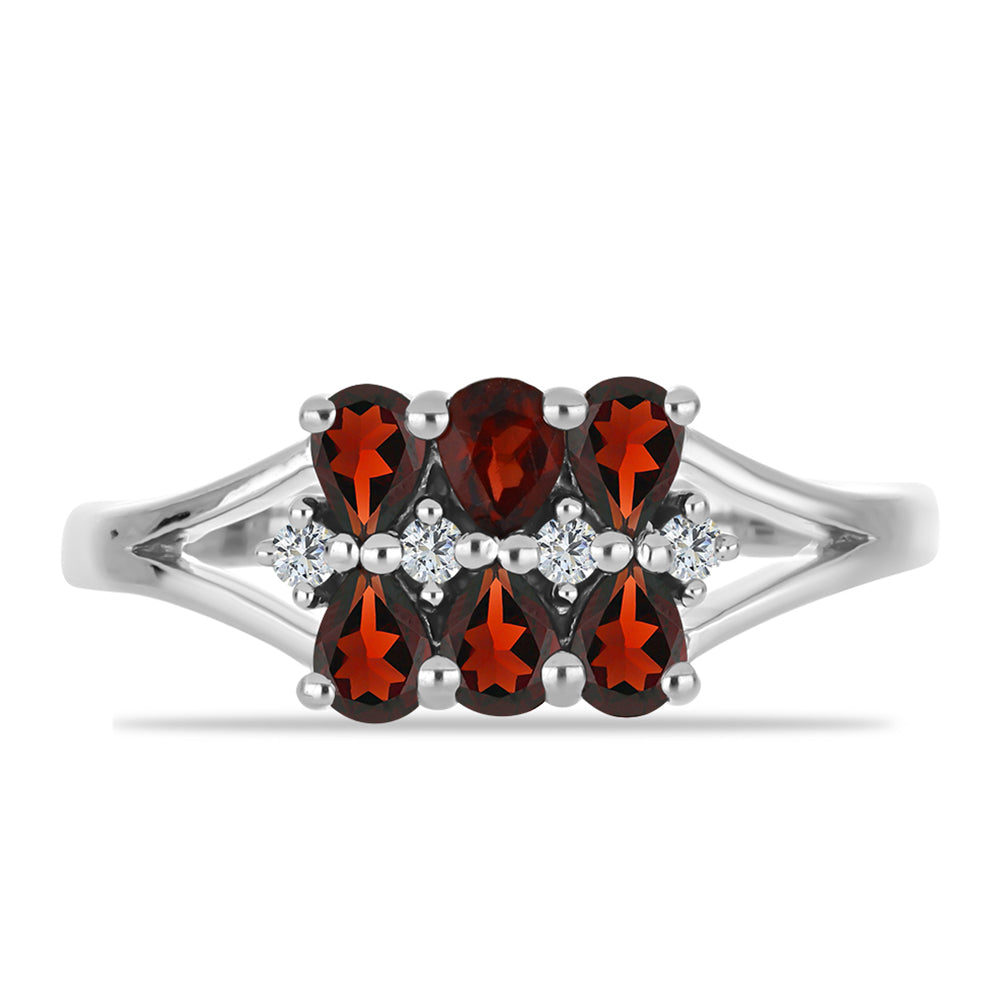 Anillo de Plata con Granate Barton y Topacio Blanco