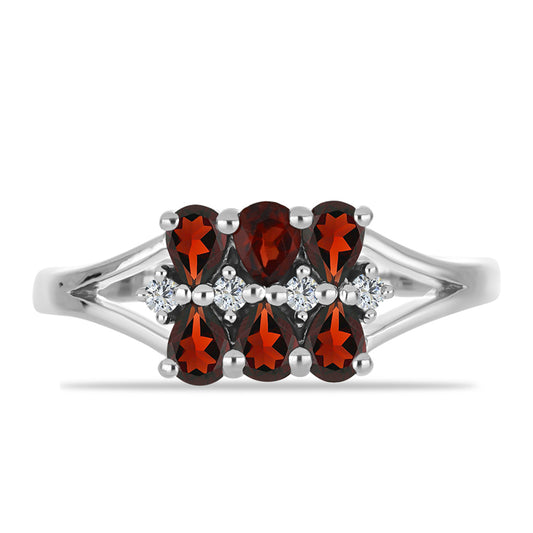 Anillo de Plata con Granate Barton y Topacio Blanco