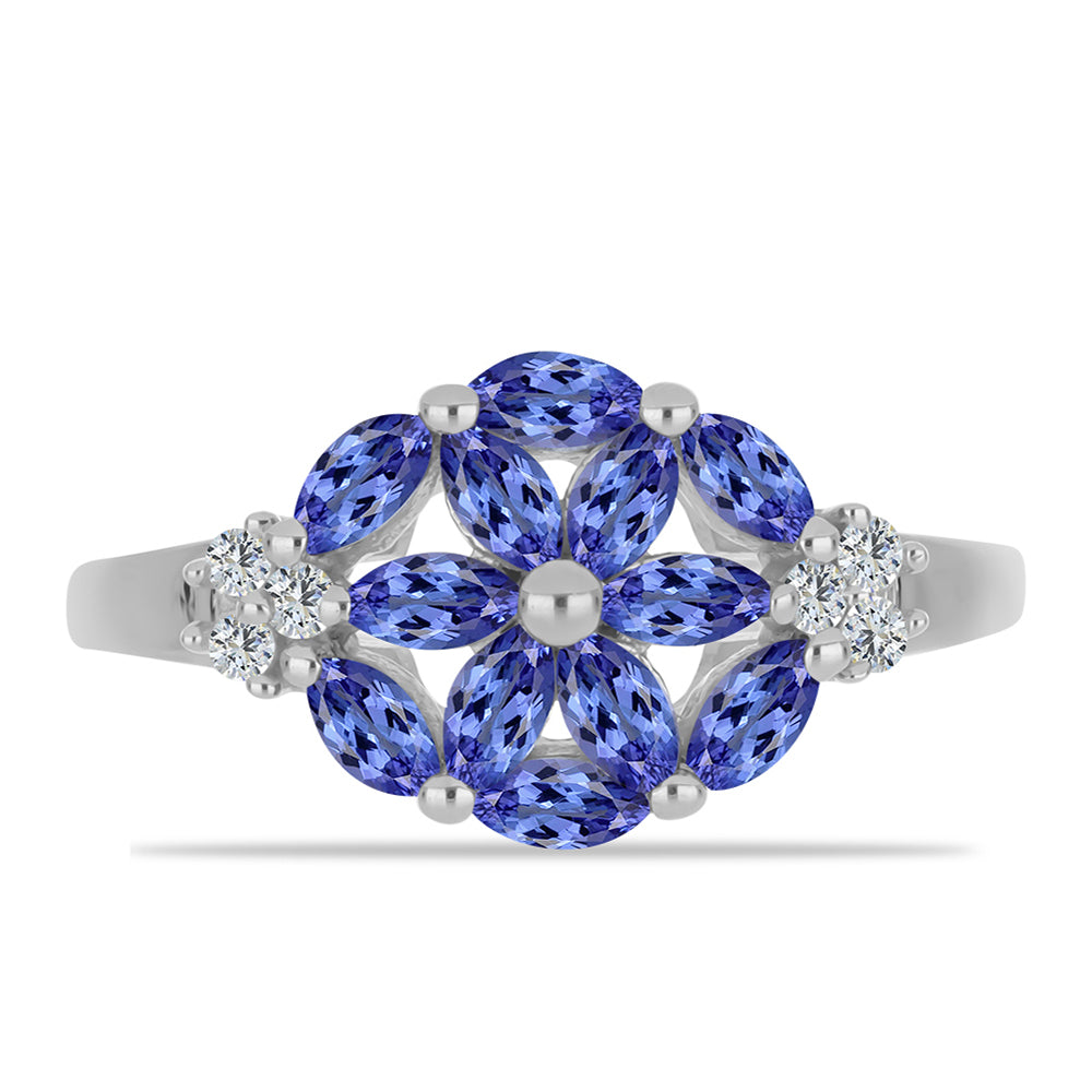 Anillo de Plata con Tanzanita y Topacio Blanco 1 