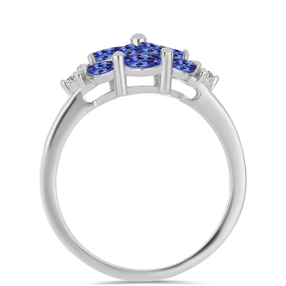 Anillo de Plata con Tanzanita y Topacio Blanco