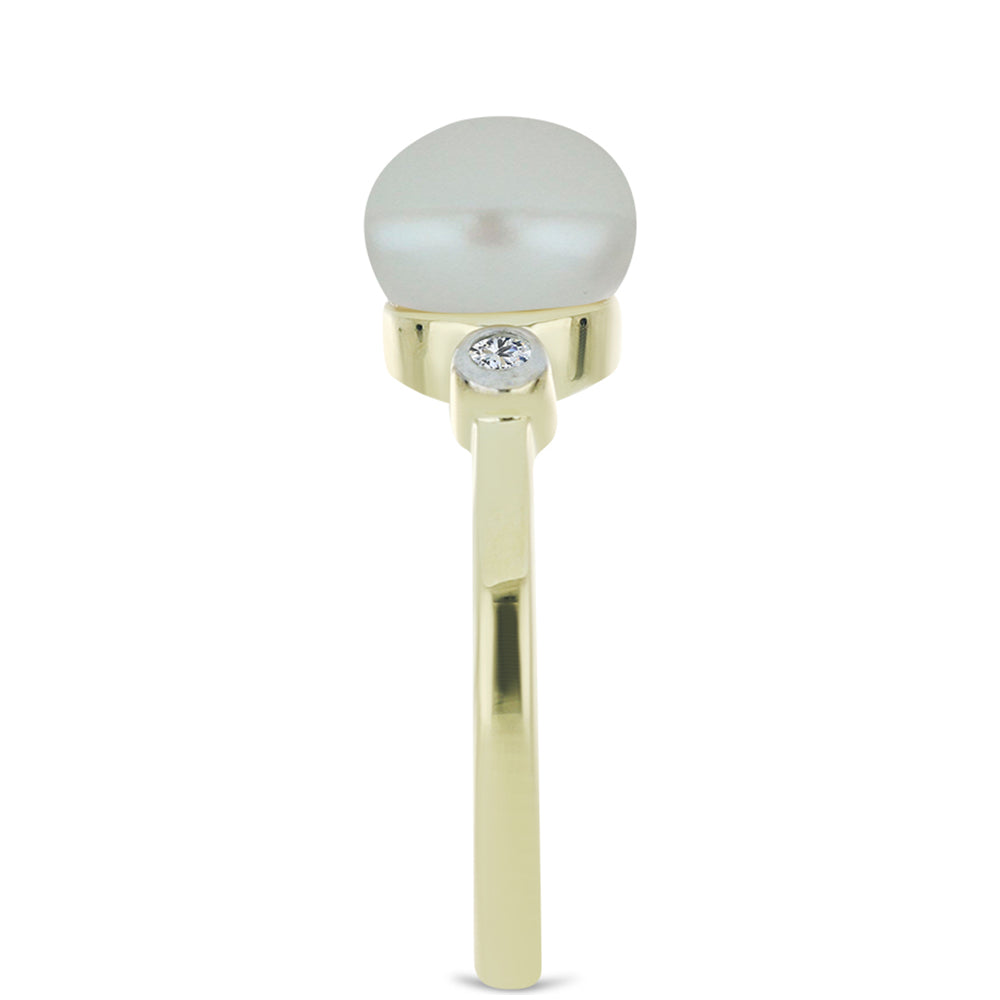 Anillo de Plata Bañada en Oro con Perla de Agua Dulce y Rubí de Madagascar 4 