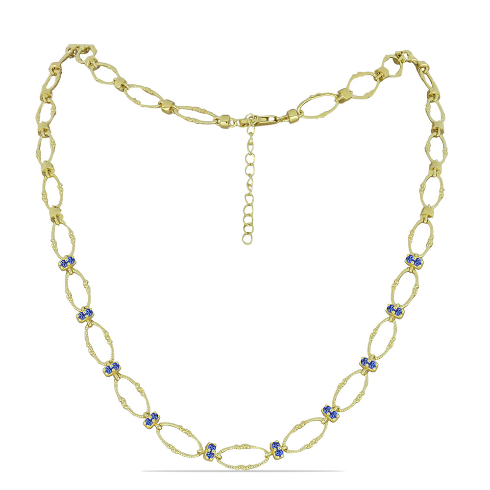 Conjunto de Plata Bañada en Oro con Tanzanita ( Collar +Pulsera )