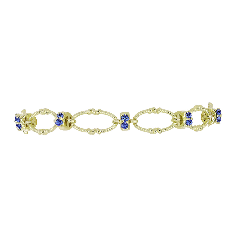 Conjunto de Plata Bañada en Oro con Tanzanita ( Collar +Pulsera )