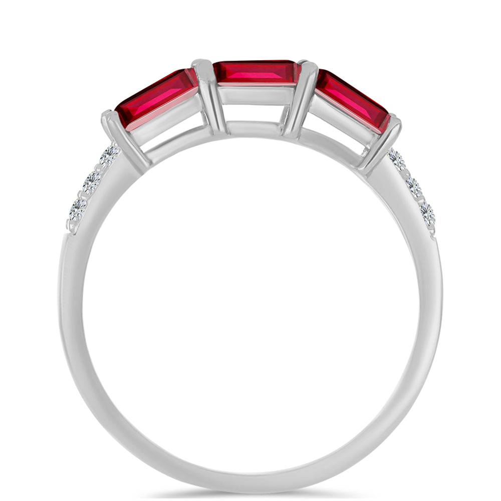 Anillo de Plata con Rubí de Madagascar y Topacio Blanco 2 