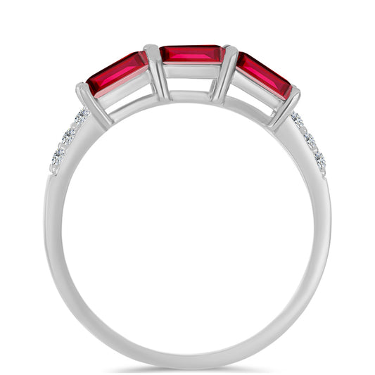 Anillo de Plata con Rubí de Madagascar y Topacio Blanco