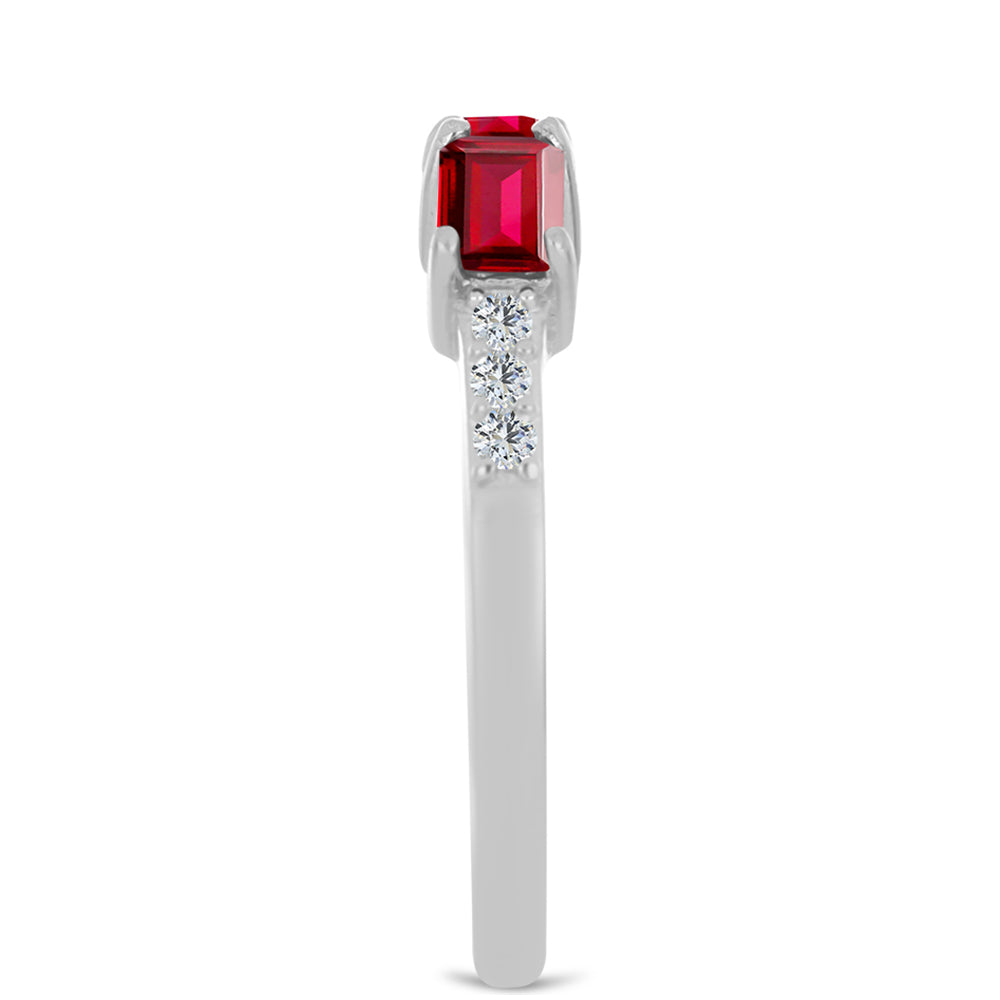 Anillo de Plata con Rubí de Madagascar y Topacio Blanco 4 