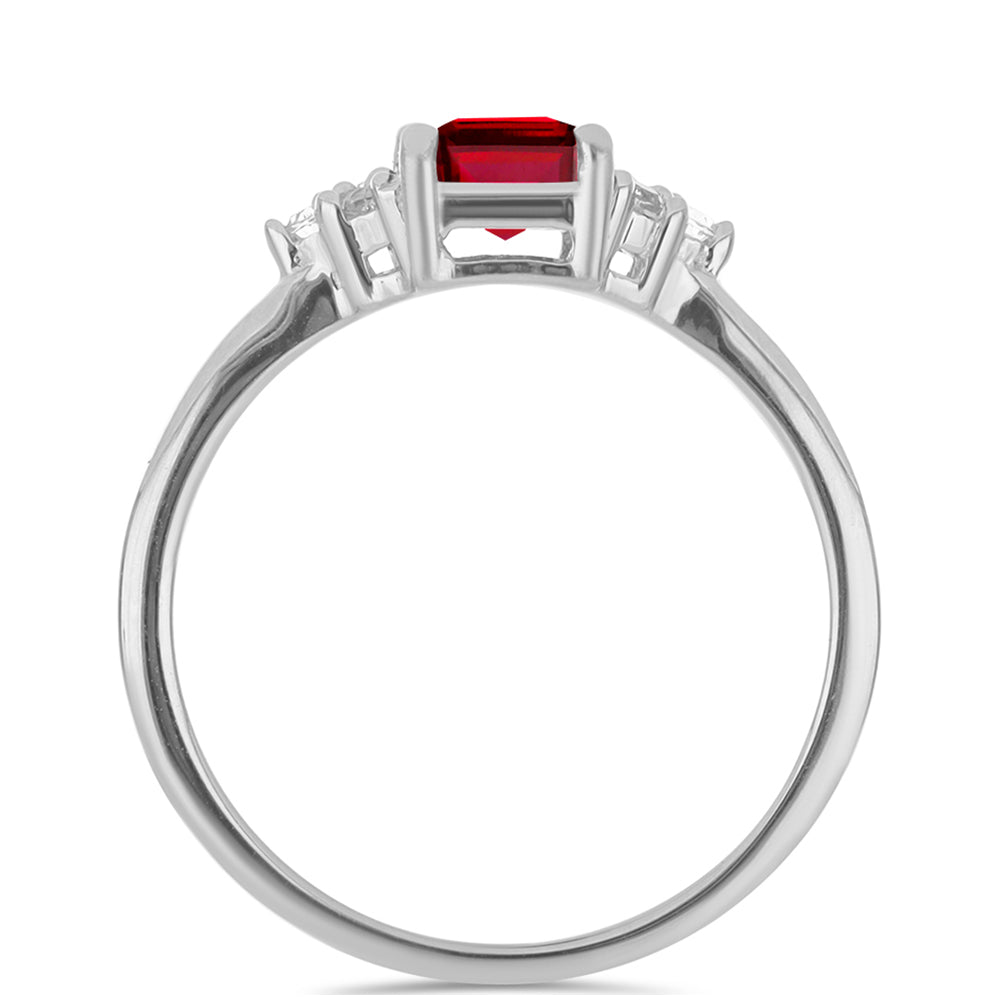 Anillo de Plata con Rubí de Madagascar y Topacio Blanco 2 