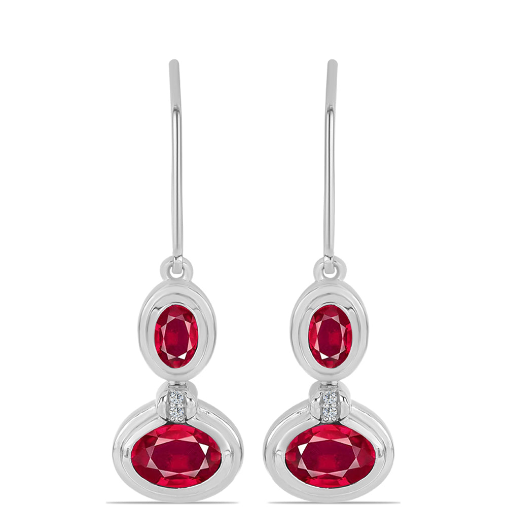 Pendientes de Plata con Rubí de Madagascar y Topacio Blanco 1 