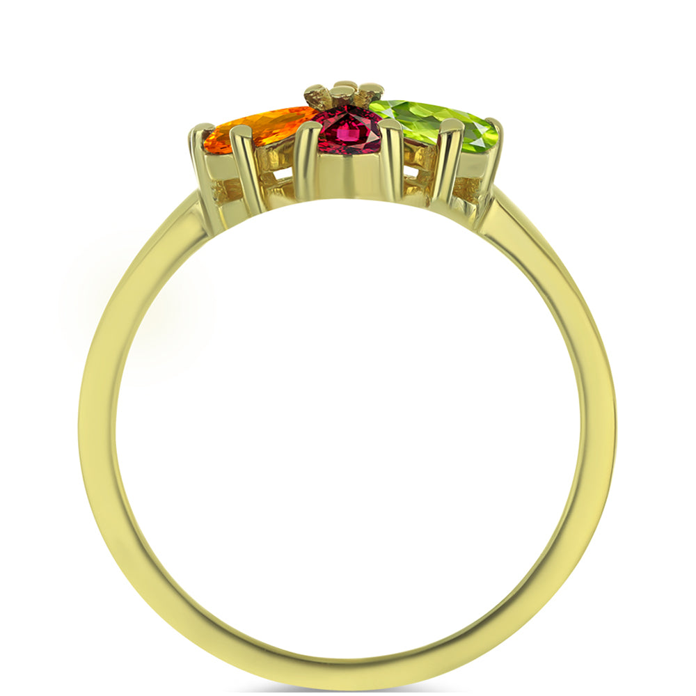 Anillo de Plata Bañada en Oro con Chakra Turmalina y Topacio Blanco 2 