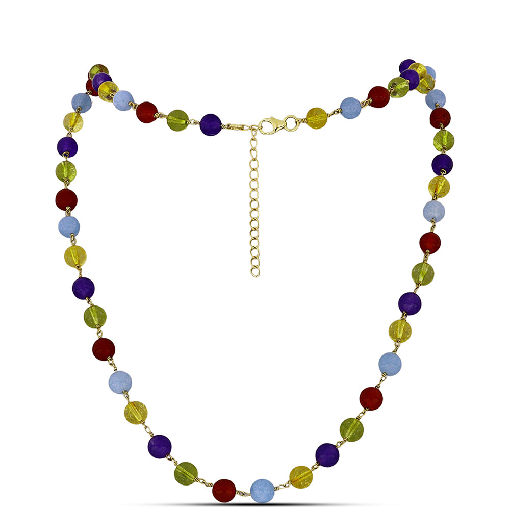 Collar de Plata Bañada en Oro con Jade Púrpura y Citrino de los Montes Urales 1 