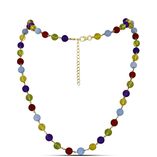 Collar de Plata Bañada en Oro con Jade Púrpura y Citrino de los Montes Urales