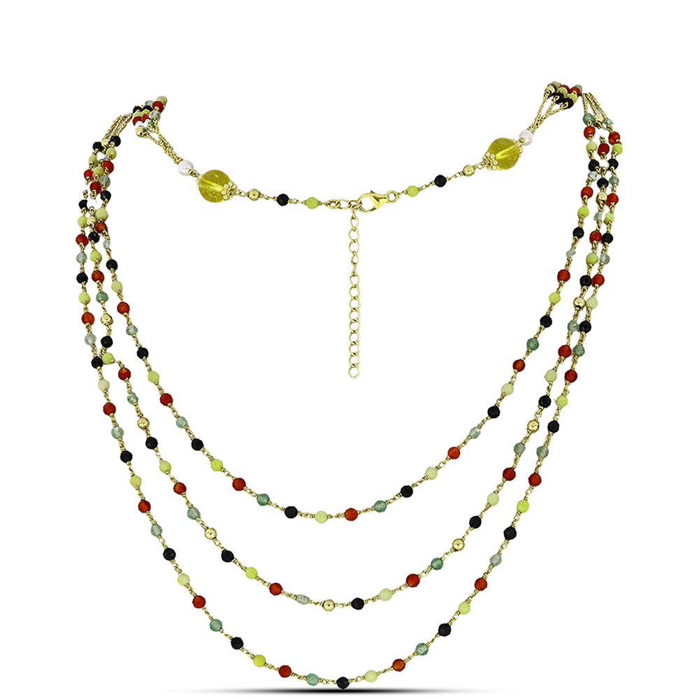 Collar de Plata Bañada en Oro con Cornalina y Citrino de los Montes Urales 1 