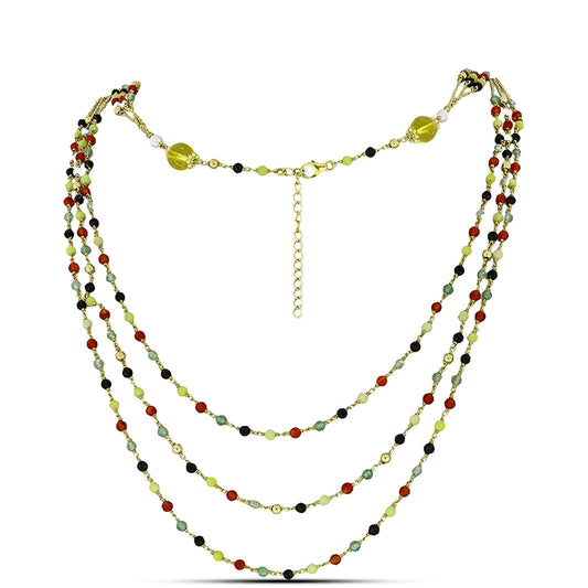 Collar de Plata Bañada en Oro con Cornalina y Citrino de los Montes Urales