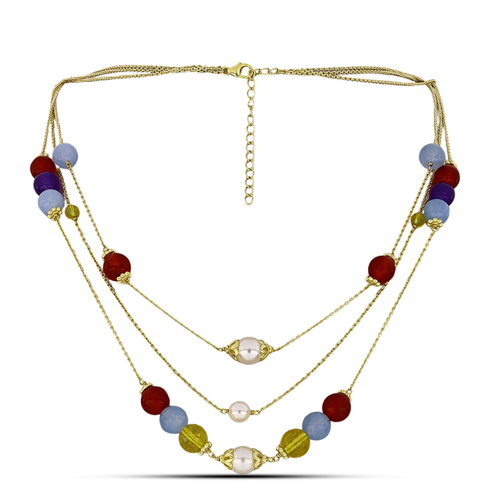 Collar de Plata Bañada en Oro con Jade Púrpura y Citrino de los Montes Urales