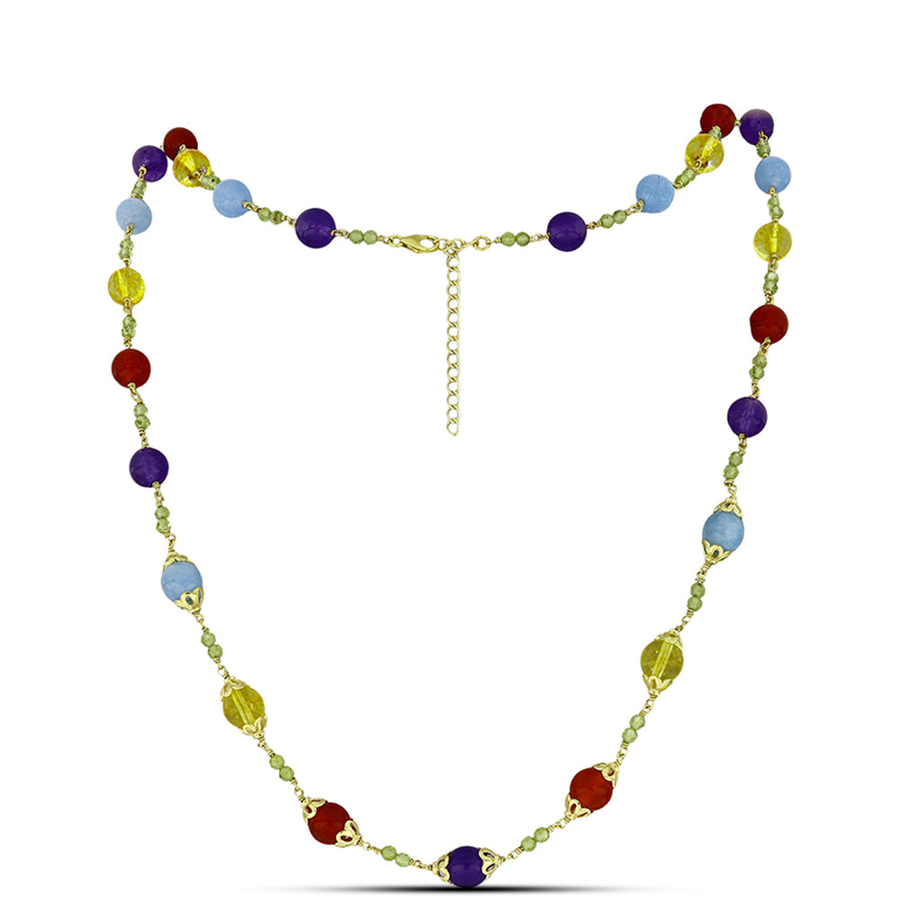 Collar de Plata Bañada en Oro con Jade Púrpura y Citrino de los Montes Urales 1 