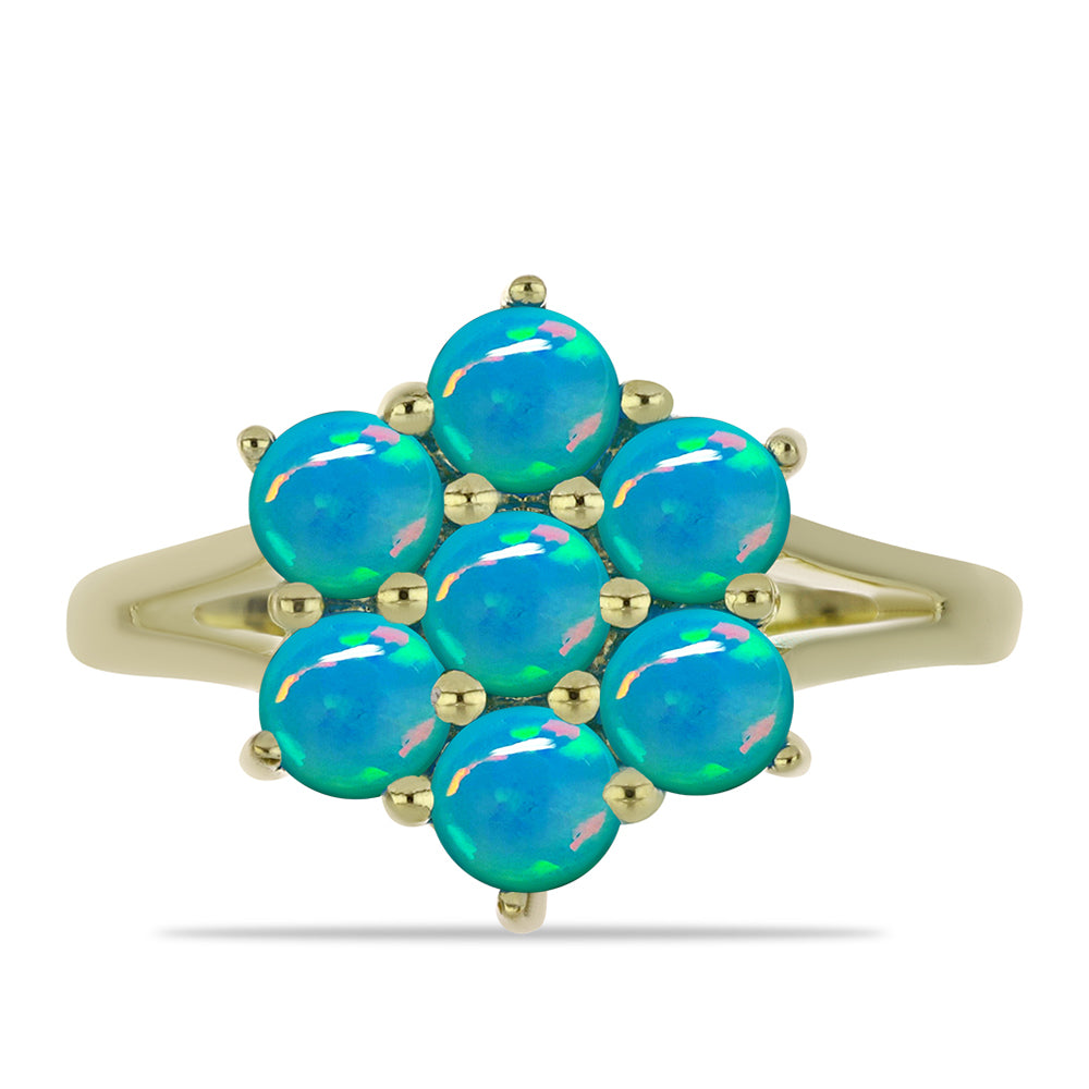Anillo de Plata Bañada en Oro con Ópalo Azul Paraiba de Etiopía 1 