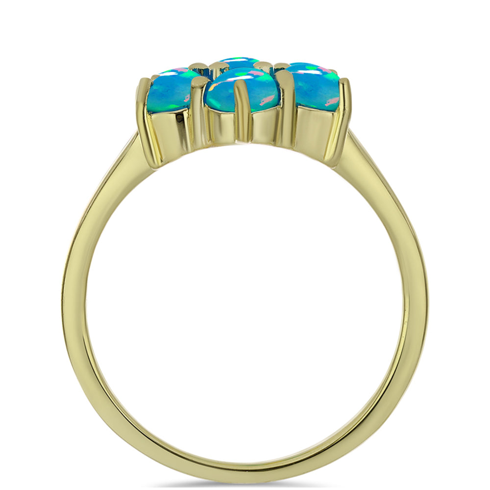 Anillo de Plata Bañada en Oro con Ópalo Azul Paraiba de Etiopía 2 