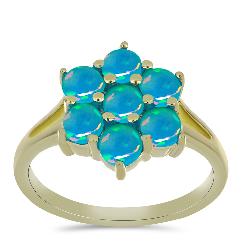 Anillo de Plata Bañada en Oro con Ópalo Azul Paraiba de Etiopía 3 