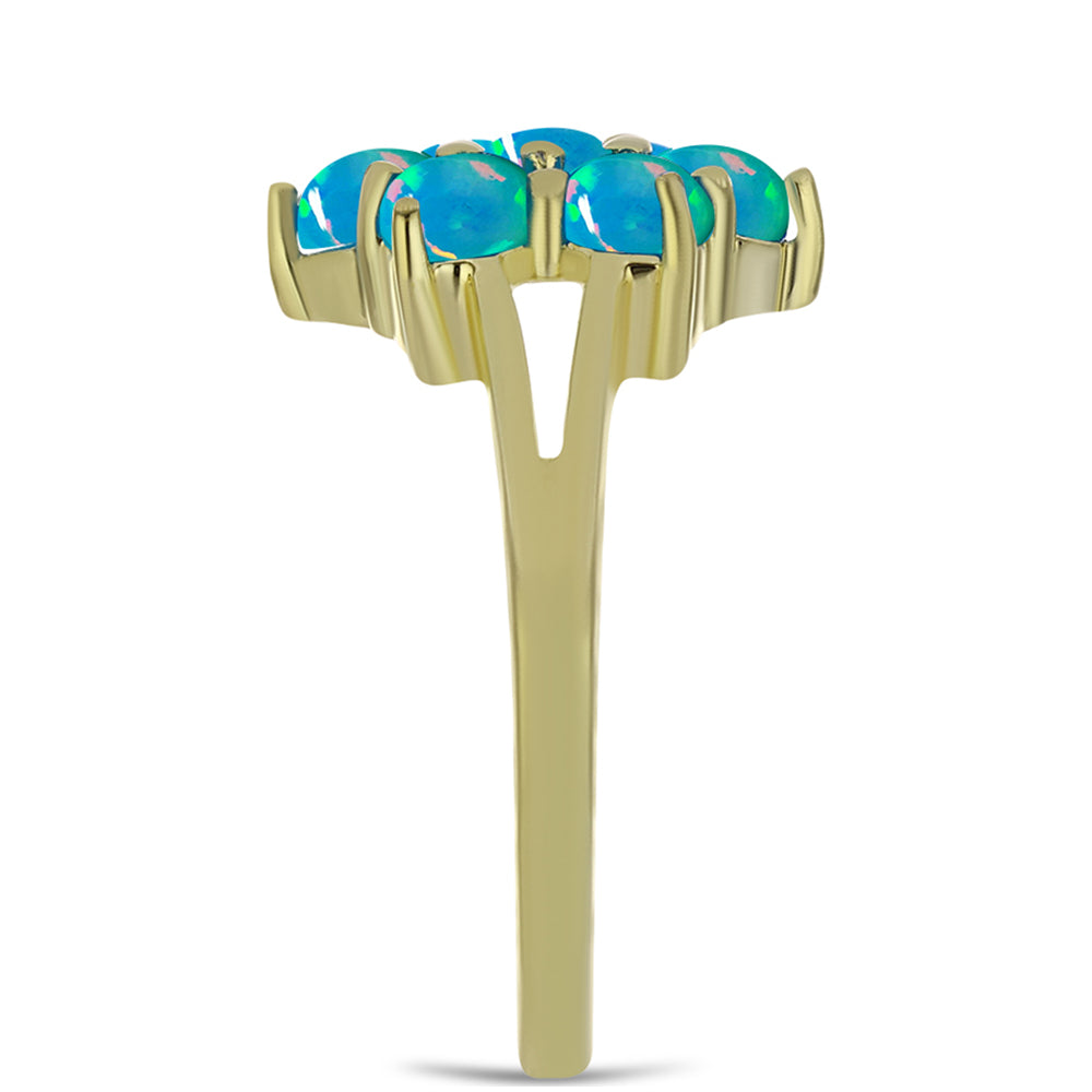 Anillo de Plata Bañada en Oro con Ópalo Azul Paraiba de Etiopía 4 