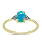 Anillo de Plata Bañada en Oro con Ópalo Azul Paraiba de Etiopía y Topacio Blanco