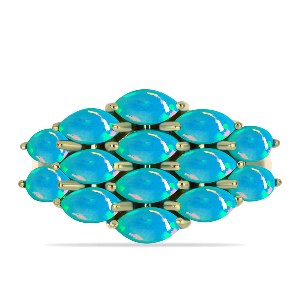 Anillo de Plata Bañada en Oro con Ópalo Azul Paraiba de Etiopía 1 